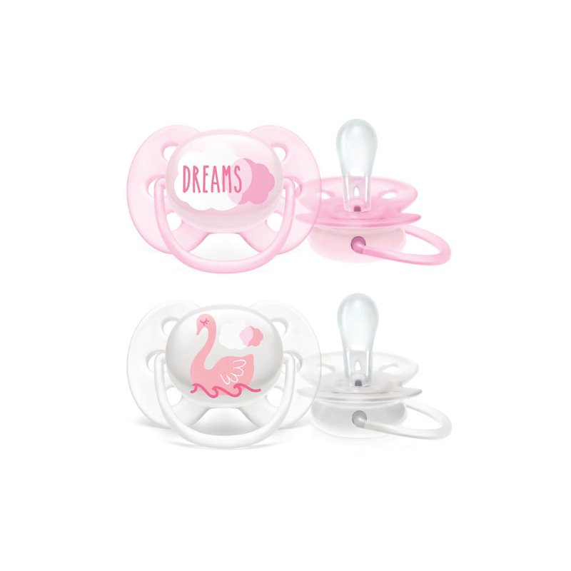 2 deco ultra soft soothers - 0-6m girl (SCF222/02)