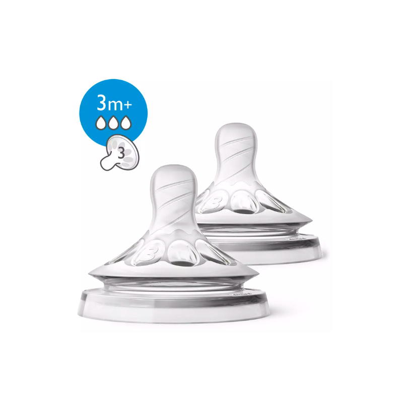 2 natural teats 2.0 medium 3 holes - 3m+