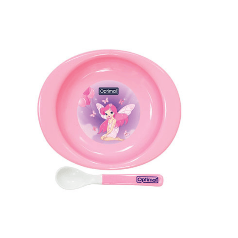 Feeding Plate With Silicone tip spoon (4m+) pink