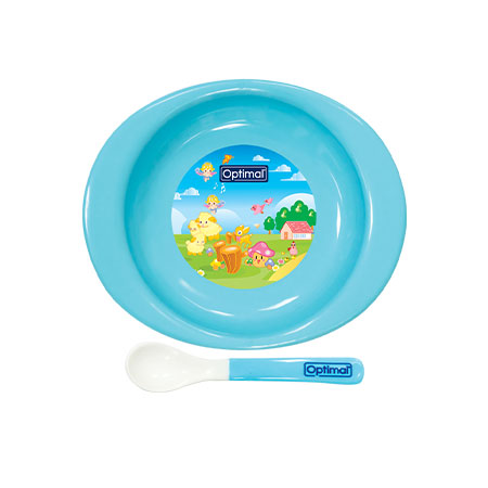Feeding Plate With Silicone tip spoon (4m+) blue