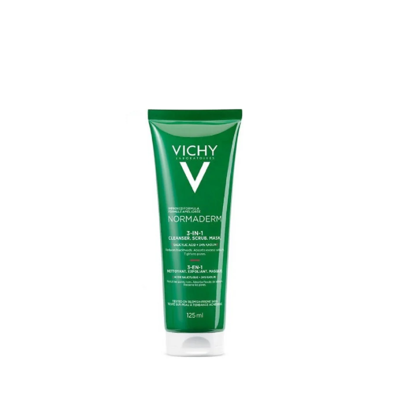 Normaderm 3 In 1 Cleanser, Scrub & Mask For Oily/Acne Skin With Salicylic & Glycolic Acid 125ml