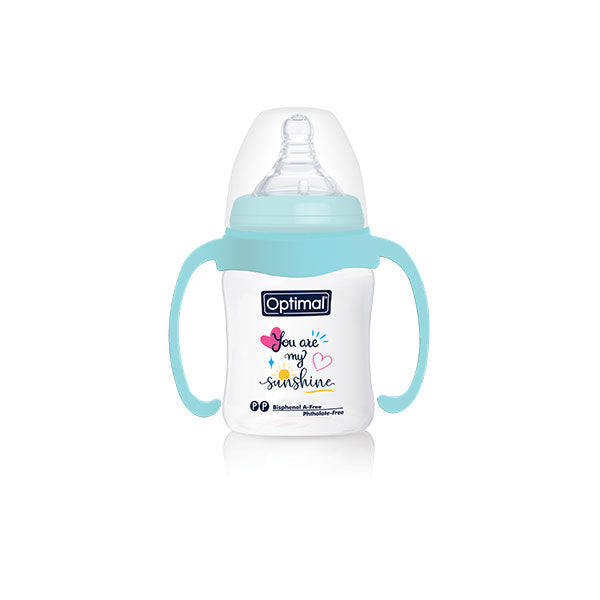 Wide Neck Feeding Bottle With Handle 180ml blue